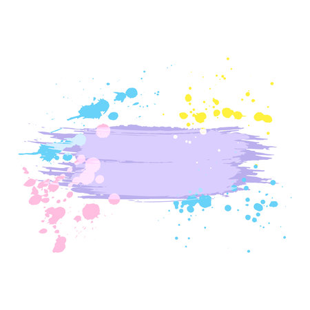 Brush stroke with color ink drops. Grunge background. vector illustrationのイラスト素材
