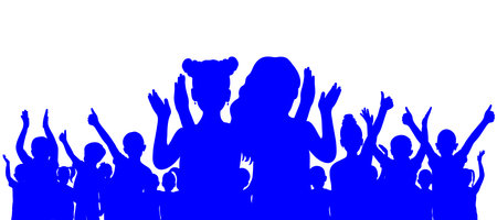 Happy cheerful crowd of children, silhouette. Back to school or party and etc. vector illustrationのイラスト素材