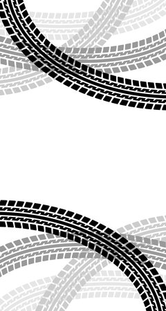 Vertical background with tire wheel marks of cars. Vector illustrationのイラスト素材