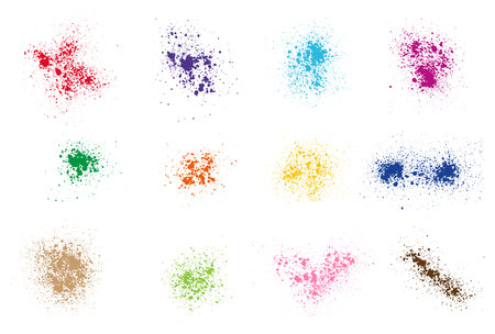 Elements of colorful spray paint, set of  blots. Vector illustrationのイラスト素材