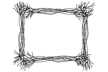 Frame from bare branches in hand drawn style. Vector illustrationのイラスト素材