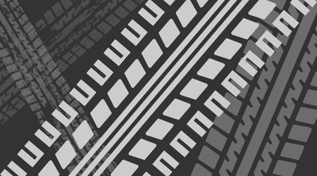 Car tire marks, template for business card with copy space. Vector illustration.のイラスト素材