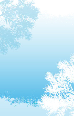 Winter frame of branches of pine trees, background with copy space. Vector illustrationのイラスト素材