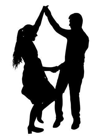 Dancing couple of man and woman, silhouette. Vector illustrationのイラスト素材