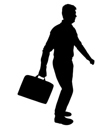 Silhouette of businessman walking and carrying briefcase. Vector illustrationのイラスト素材
