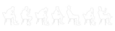 Silhouette of man sitting on chair, side view. Thoughtful, sad, relaxing person. Vector illustrationのイラスト素材