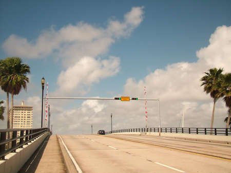 View of an empty drawbridge, no trafficの写真素材