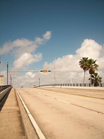 View of an empty drawbridge, no traffic, urban viewの写真素材