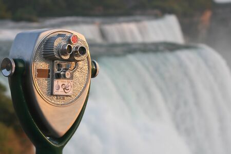 Viewing telescope, binoculars at Niagara Fallsの写真素材