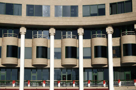 Close up of an office building with modern architecture