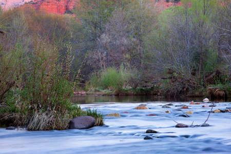River detail at the foot hill of the famous Castle Rock Arizona, AZ, an American landmarkの写真素材