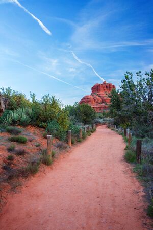 View of the famous Bell Rock at the Courthouse Butte loop in Sedona, Arizona, AZ, an American landmarkの写真素材