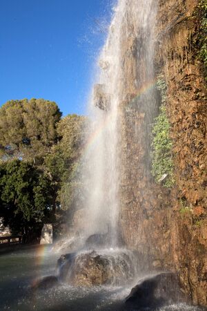 Rainbow in the waterfallの写真素材
