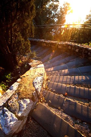 Stairs during sunsetの写真素材