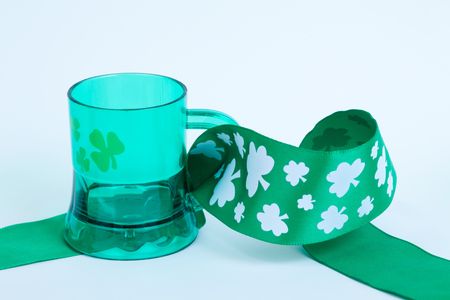 St Patrick Beer mug and ribbonの写真素材