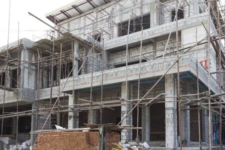 Construction of building of new three-story.