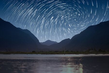 startrails on  mountain