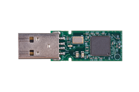 Circuit board inside usb drive  isolated on white background.(With clipping path.)の写真素材