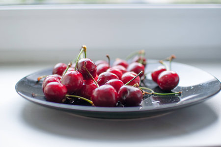 Cherry on the plateの写真素材