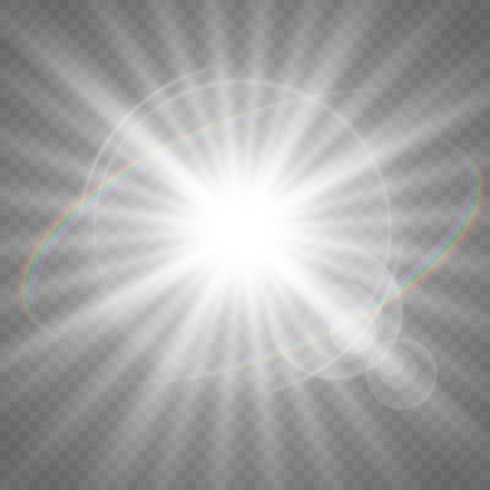 Vector illustration of a morning star on a transparent background with a glow effect. The effect of a flash of light. Lens flare.のイラスト素材