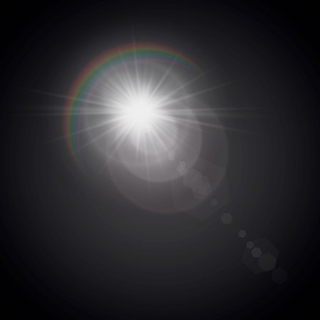 Vector illustration of a morning star with a glow effect. The effect of a flash of light. Lens flare. Rainbow light.のイラスト素材