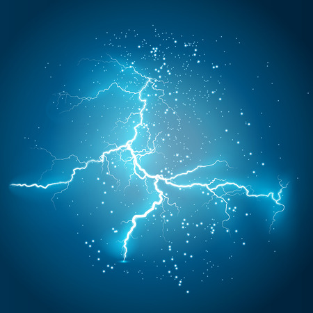 Vector illustration.Transparent light effect of electric lightning.The indomitable power of natural energyのイラスト素材