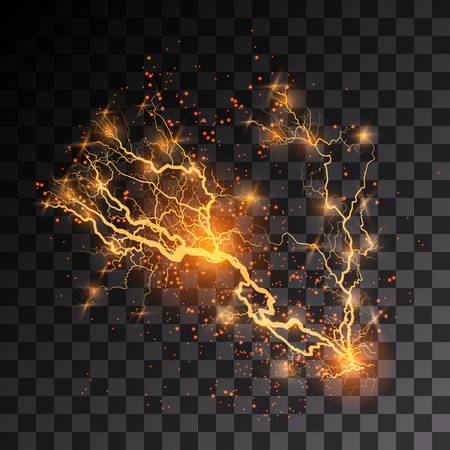Vector illustration. Transparent light effect of electric ball lightning. Magic plasma energy.のイラスト素材