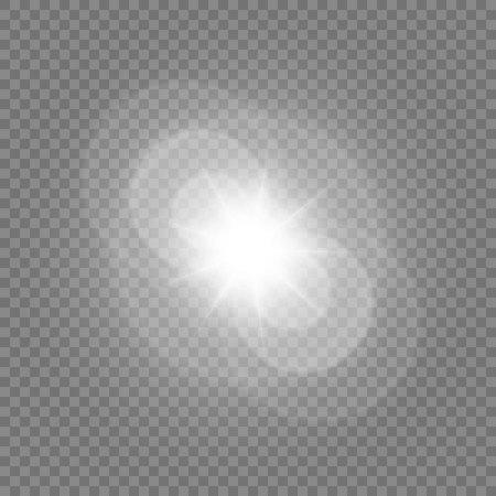 Vector illustration of a morning star on a transparent background with a glow effect. The effect of a flash of light.のイラスト素材