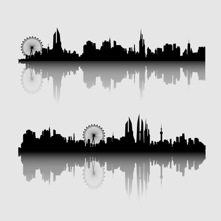 Vector illustration - The silhouette of the city in a flat style.のイラスト素材