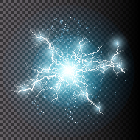 Vector illustration. Transparent light effect of electric ball lightning. Magic plasma energy.のイラスト素材
