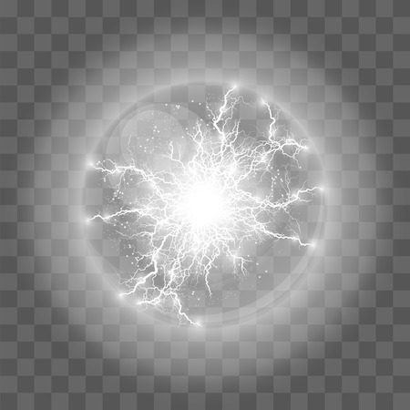 Vector illustration. Transparent light effect of electric ball lightning. Magic plasma ballのイラスト素材