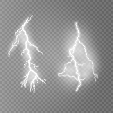 Vector illustration. Transparent light effect of electric lightning. The indomitable power of natural energy.のイラスト素材