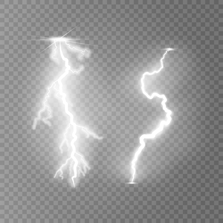 Vector illustration. Transparent light effect of electric lightning. The indomitable power of natural energy.のイラスト素材