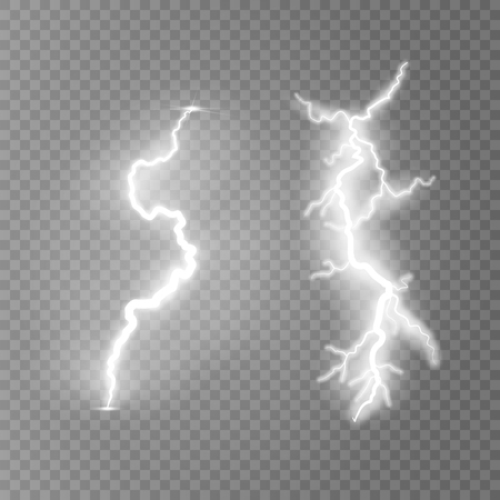 Vector illustration. Transparent light effect of electric lightning. The indomitable power of natural energy.のイラスト素材