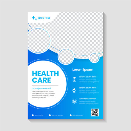 Healthcare cover a4 template for a report and medical brochure design, leaflets decoration for printing vector illustration.のイラスト素材