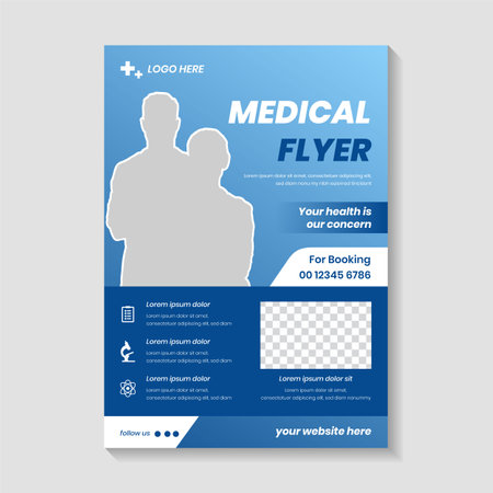 Medical flyer template poster. Healthcare cover a4 template for a report and medical brochure designのイラスト素材