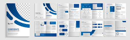 Corporate business solution brochure, 16 page company profile brochure editable template layout...