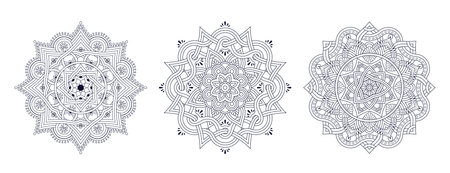Decorative round ornaments mandalas for coloring book, flower pattern for Henna drawing and tattoo.のイラスト素材