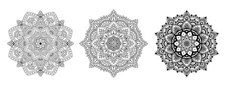 Mandala mehndi flower pattern for Henna drawing and tattoo, patterns, oriental logos Vector.のイラスト素材