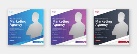 Digital business marketing agency social media post template.Creative online advertising social media layout designのイラスト素材