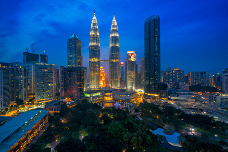 Cityscape of Kuala Lumpur Panorama at twilight. Panoramic image of skyscraper at Kuala Lumpur,...