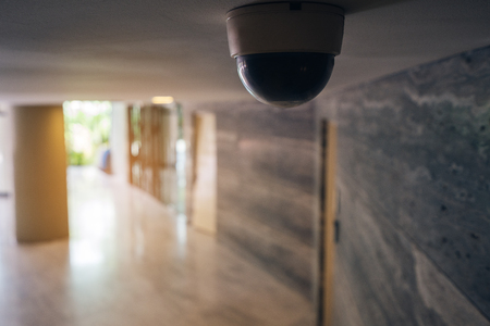 Security CCTV camera in condominiumの写真素材