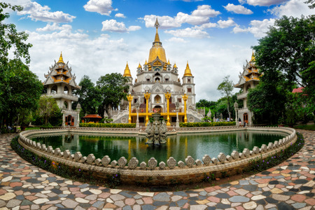Panorama of Buu Long Pagoda in Ho Chi Minh City. A beautiful buddhist temple hidden away in Ho Chi Minh City at Vietnamの写真素材