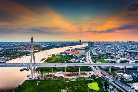 holy light behind bridgeの写真素材
