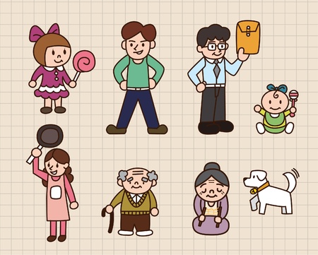 cute cartoon familyのイラスト素材