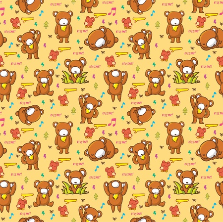 cute bear seamless patternのイラスト素材
