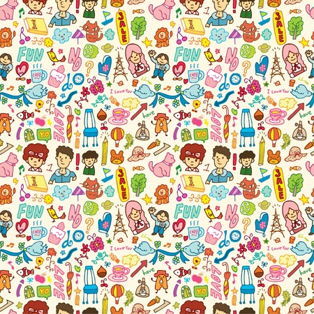 cute cartoon seamless patternのイラスト素材