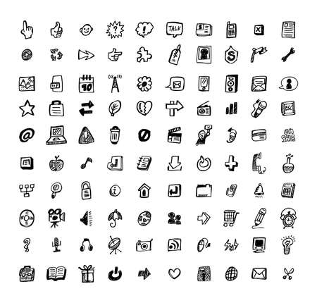 100 web doodle iconのイラスト素材