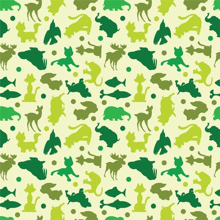 animal silhouettes seamless patternのイラスト素材