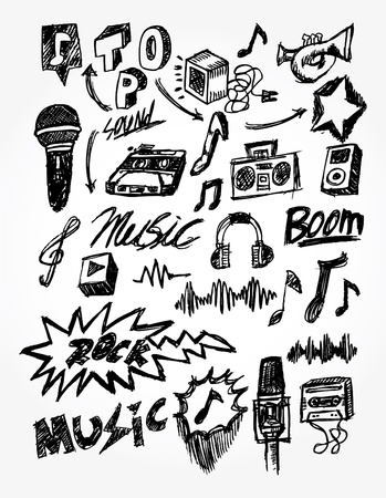 big vector set : Sketchy music illustrationsのイラスト素材
